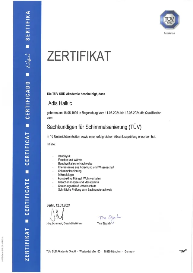 Zertifikat – OLYMP Sanierung
